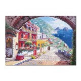 Tablou pictat manual living, dormitor, Colt de rai, o zi minunata, 100x70cm ulei pe panza in cutit efect 3D, Valentin Pop