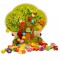 Joc Montessori 2 in 1 Pomul cu fructe, snuruit si insirat, 7Toys