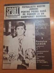 sport octombrie 1981-romulus gabor balon de aur la juniori,dinamo si u.craiova foto