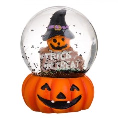 Glob Decorativ Halloween, Model Dovleac, Sticlă, 5x5 cm, Portocaliu/Negru