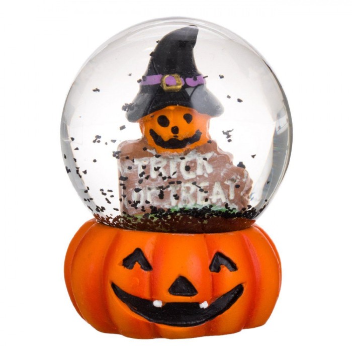 Glob Decorativ Halloween, Model Dovleac, Sticlă, 5x5 cm, Portocaliu/Negru
