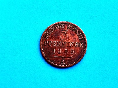 3 Pfenninge 1869 Prusia-AUNC foto