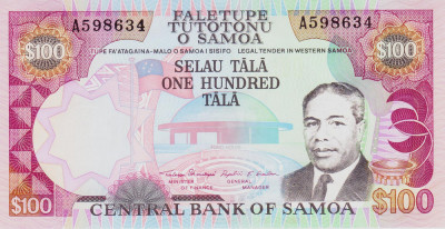 Bancnota Samoa 100 Tala (1990) - P30 UNC foto