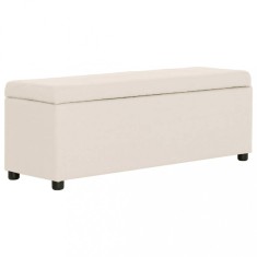 vidaXL Bancă cu compartiment de depozitare, crem, 116 cm, poliester