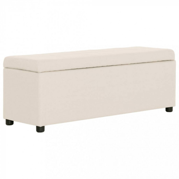 vidaXL Bancă cu compartiment de depozitare, crem, 116 cm, poliester