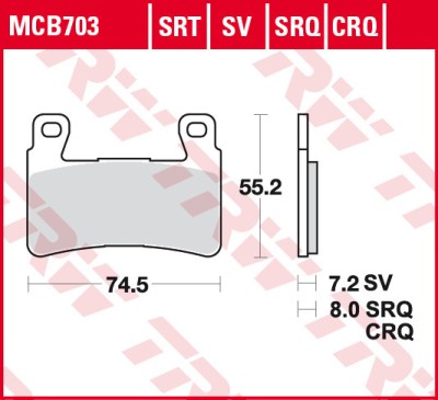 Set placute frana fata TRW MCB703SV - Honda CB-F 1300 (03-04) - Hyosung GD-EXIV (12-) - GT Naked 125-250-300-650-700cc foto