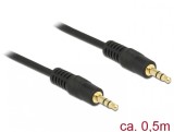 Cablu stereo jack 3.5mm 3 pini Negru T-T 0.5m, Delock 83742