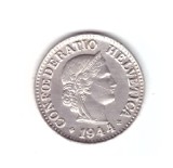 Mondea Elvetia 10 rappen 1944, stare buna, curata, Europa, Nichel