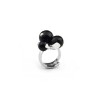 Inel Argint 925 Placat Rodiu, Agat Negru Fațetat, Trilogy, Reglabil, 8-12mm, Cutie Cadou, Made in Italy