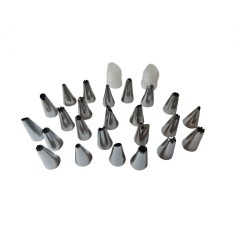 Set 24 duiuri ornat din inox, 2 adaptoare, 1 pos silicon, 447COF