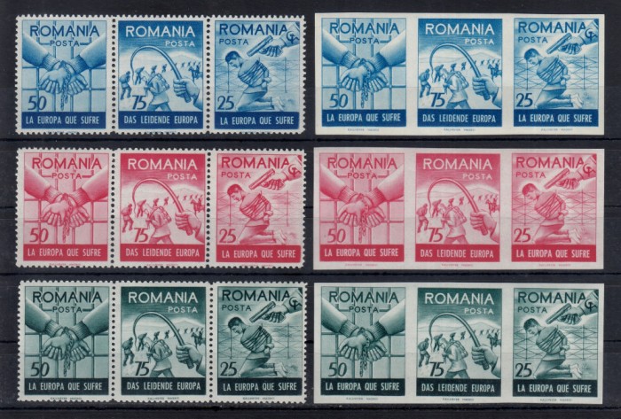 ROMANIA EXIL 1959 EMISIUNEA 15 EUROPA CARE SUFERA SERIE TRIPTIC DT + NDT MNH