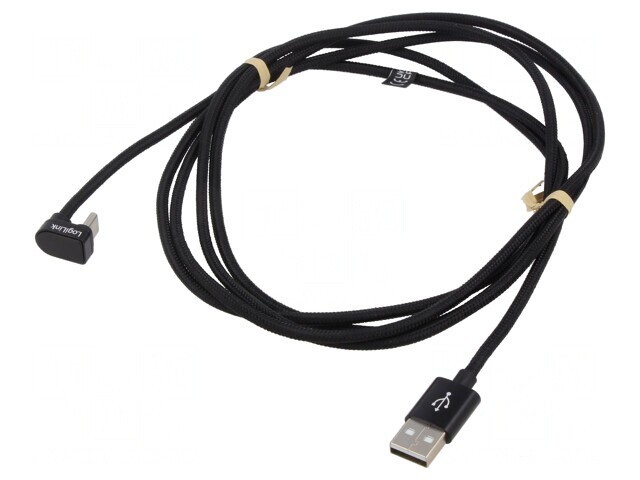 Cablu USB-C la USB-C unghi 2m negru 60W 3A