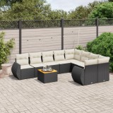 Cumpara ieftin Gossi set mobilier de gradina cu perne, 9 piese, negru, poliratan