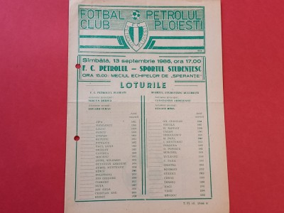 Program meci PETROLUL Ploiesti - SPORTUL Studentesc Bucuresti(13.09.1986) foto