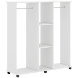 HOMCOM Dulap-penderie mobilier de depozitare mobil 6 roți 120 x 40 x 128 cm din lemn alb | Aosom Romania