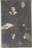 M5 B43 - FOTO - FOTOGRAFIE FOARTE VECHE - frate si sora - anul 1922
