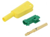 Conector banană galben-verde aurit 4mm 32A 1kV cu filet