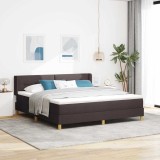 vidaXL Pat cu arcuri Maro &icirc;nchis și Alb 180 x 200 cm Poliester