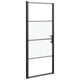 Cumpara ieftin Usa de dus, negru, 91x195 cm, sticla securizata semi-mata