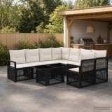 Cumpara ieftin Set de canapele pentru gradina 9 buc. Negru si Alb crem