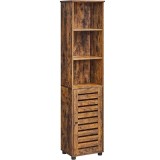 VASAGLE Dulap de baie, cu 3 compartimente deschise si spatiu de depozitare cu usa, 40x30x167cm, maro vintage Household NewTrend