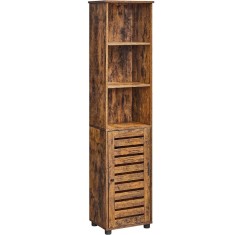 VASAGLE Dulap de baie, cu 3 compartimente deschise si spatiu de depozitare cu usa, 40x30x167cm, maro vintage Household NewTrend foto