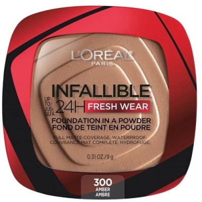 Pudra de fata, Loreal, Infallible 24H Fresh Wear, Foundation In A Powder, 300 Amber, 9 g foto