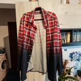 Cămașă bărbați &icirc;n carouri cu efect degrad&eacute; Shein mărimea 4XL &ndash; Stare excelentă