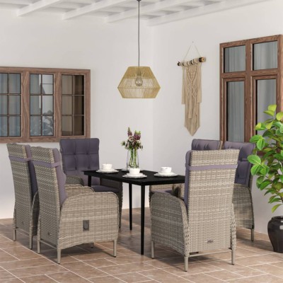 Gossi set de servit masa pentru gradina, 7 piese, gri si negru foto