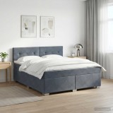 Cumpara ieftin Pat box spring cu saltea si LED Gri inchis 180 x 200 cm Catifea