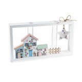 Decoratiune Casute lemn cu 2 eprubete cm 25 x 4 x 13,5 H