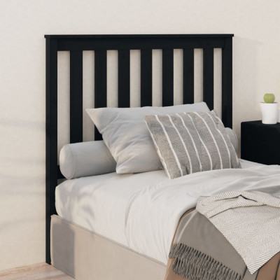 vidaXL Tăblie de pat, negru, 106x6x101 cm, lemn masiv de pin foto
