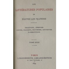 LES LITTERATURES POPULAIRES DE TOUTES LES NATIONS , TOME XXXI , 1894