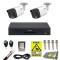 Kit supraveghere complet Dahua 2 camere 2MP Dual Light 40m Microfon, DVR 4 canale 5MP WizSense, accesorii, HDD + Cadou Autocolant Rovision SafetyGuard