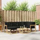 vidaXL Set de canapele de exterior cu pernă 7 pcs Alb și negru 3389662