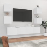 vidaXL Set dulap TV, 6 piese, alb, lemn prelucrat