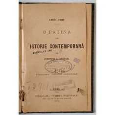 1859 -1896 , O PAGINA DE ISTORIE CONTEMPORANA de DIMITRIE A. STURDZA , 1897