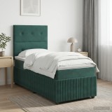Cumpara ieftin Pat cu arcuri LED si saltea Verde inchis 90 x 190 cm Catifea