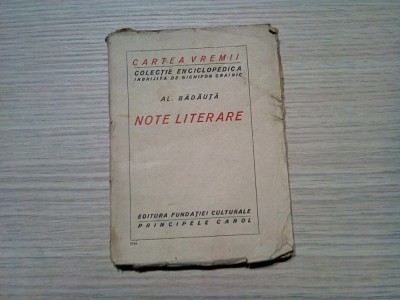 NOTE LITERARE - Al. Badauta - Cartea Vremii, colectie de NICHIFOR CRAINIC, foto