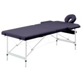 Cumpara ieftin Masa de masaj pliabila, 2 zone, violet, aluminiu