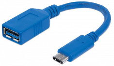 Cablu Manhattan USB 3.1 Type C / Type A M/F 15cm Blue foto