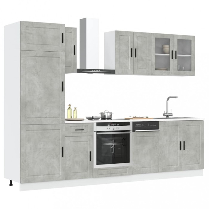 vidaXL Set dulapuri de bucătărie 8 piese &bdquo;Kalmar&rdquo; gri beton Lemn 3314815
