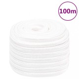 VidaXL Fr&acirc;nghie de barcă, alb complet, 20 mm, 100 m, polipropilenă