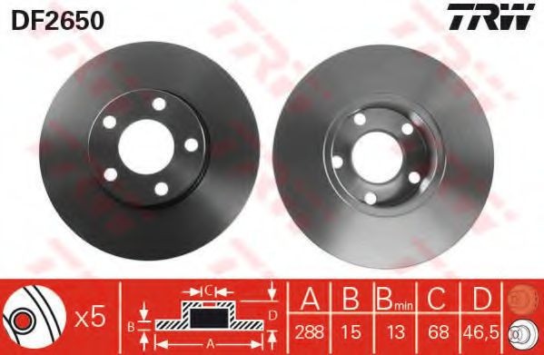 Disc frana AUDI A4 (8D2, B5) (1994 - 2001) TRW DF2650