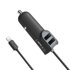 Incarcator Auto Baseus, Universal, 2xUSB, Cablu Lightning, Negru foto