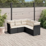 Gossi set mobilier de gradina cu perne, 5 piese, negru, poliratan