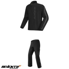 Costum ploaie (geaca+pantaloni) pentru scuter - motocicleta Seventy model SD-S5 Monsoon culoare: negru (montare peste echipament) XXL