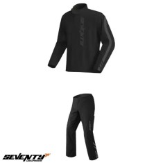 Costum ploaie (geaca+pantaloni) pentru scuter - motocicleta Seventy model SD-S5 Monsoon culoare: negru (montare peste echipament) XXXL