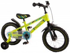 Bicicleta Copii Baieti 14 Inch Volare Bike Electric Green Cu Roti Ajutatoare Verde Neon foto