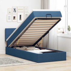 vidaXL Cadru de pat otoman cu saltea țesătură albastră 90x190cm 3311427